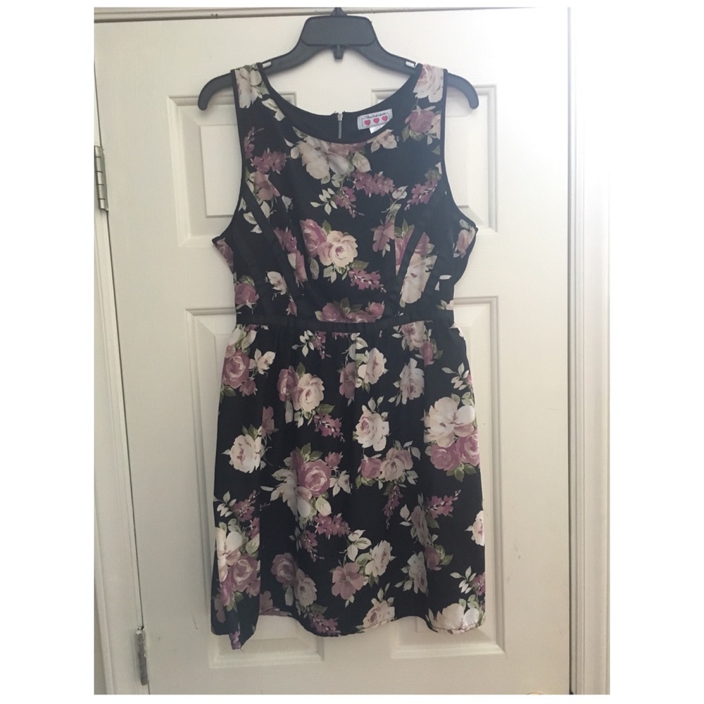 Three Pink Hearts Floral Dress